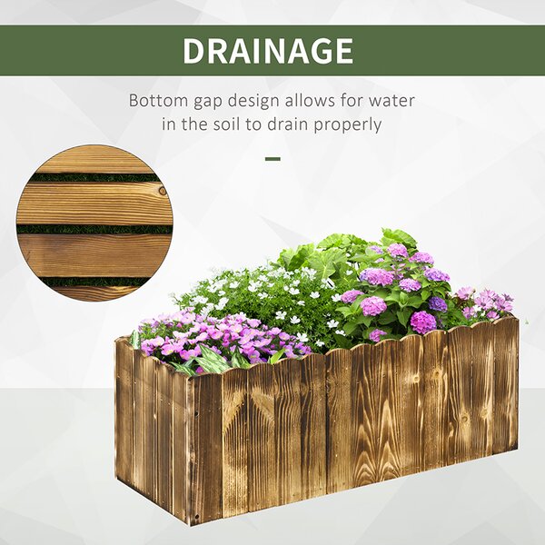 Outsunny 70L Garden Flower Raised Bed Pot Wooden Outdoor Large Rectangle Planter Vegetable Box Herb Holder Display (80L x 33W x 30H (cm)) Aosom UK