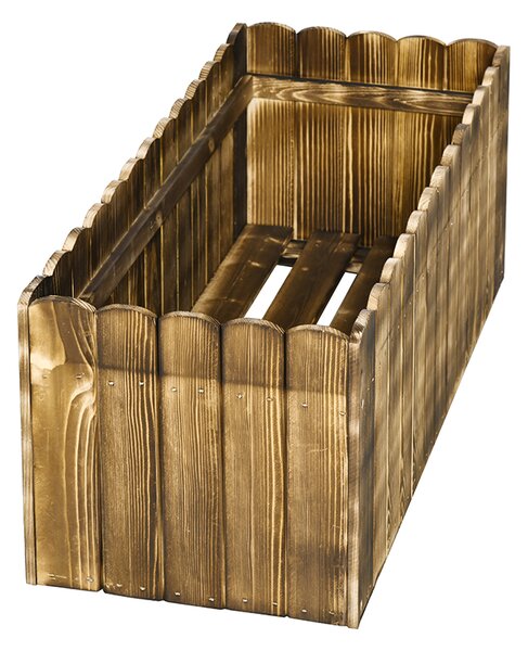 Outsunny 70L Garden Flower Raised Bed Pot Wooden Outdoor Large Rectangle Planter Vegetable Box Herb Holder Display (80L x 33W x 30H (cm)) Aosom UK