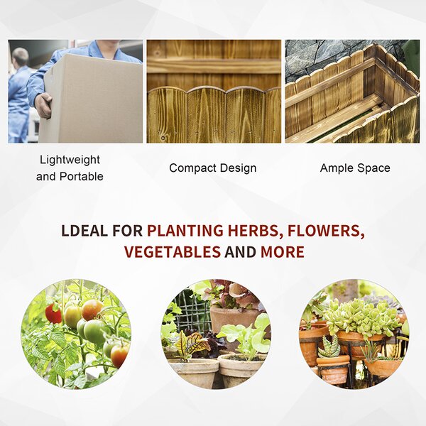 Outsunny 70L Garden Flower Raised Bed Pot Wooden Outdoor Large Rectangle Planter Vegetable Box Herb Holder Display (80L x 33W x 30H (cm)) Aosom UK