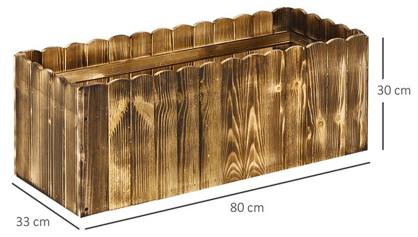 Outsunny 70L Garden Flower Raised Bed Pot Wooden Outdoor Large Rectangle Planter Vegetable Box Herb Holder Display (80L x 33W x 30H (cm)) Aosom UK