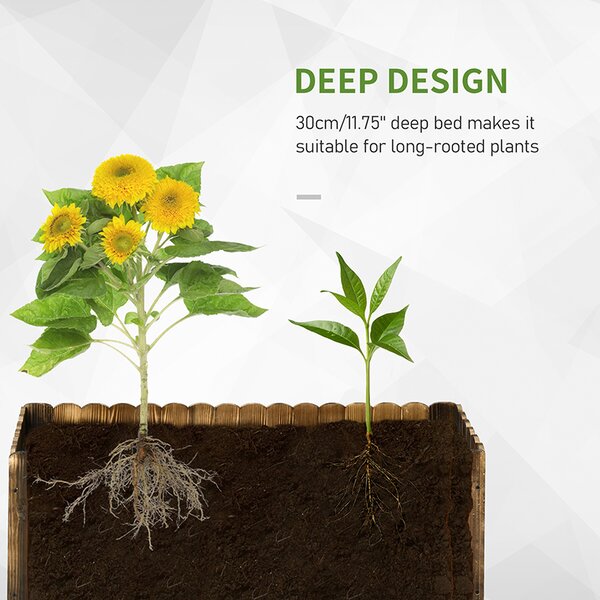 Outsunny 70L Garden Flower Raised Bed Pot Wooden Outdoor Large Rectangle Planter Vegetable Box Herb Holder Display (80L x 33W x 30H (cm)) Aosom UK