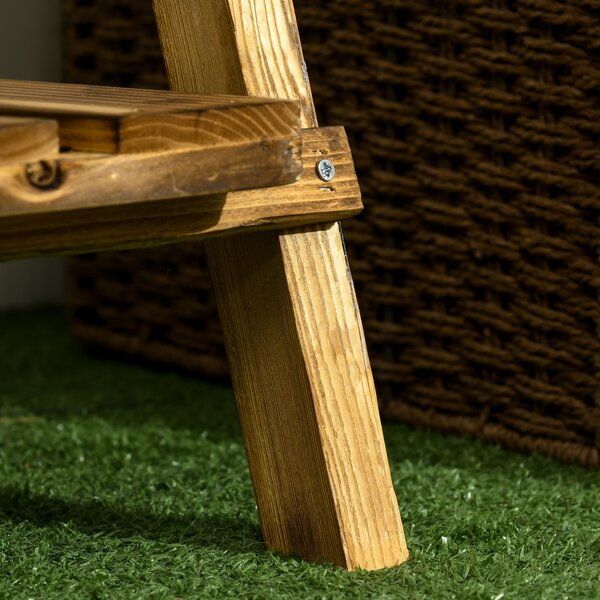 Outsunny Wooden Folding Flower Pot Stand 3 Tier Garden Planter Display Ladder Gardener Storage Shelves Rack (60L x 37W x 93H (cm)) Aosom UK