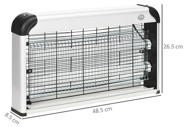 Outsunny Electric Insect Killer, 30W, Free Standing or Wall Hanging, Fly Mosquito Zapper, 60m2 Coverage, Silver Aosom UK