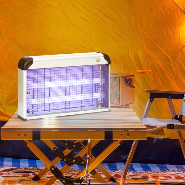Outsunny Electric Insect Killer, 30W, Free Standing or Wall Hanging, Fly Mosquito Zapper, 60m2 Coverage, Silver Aosom UK