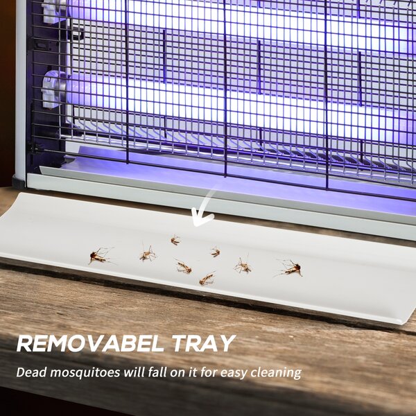 Outsunny Electric Insect Killer, 30W, Free Standing or Wall Hanging, Fly Mosquito Zapper, 60m2 Coverage, Silver Aosom UK