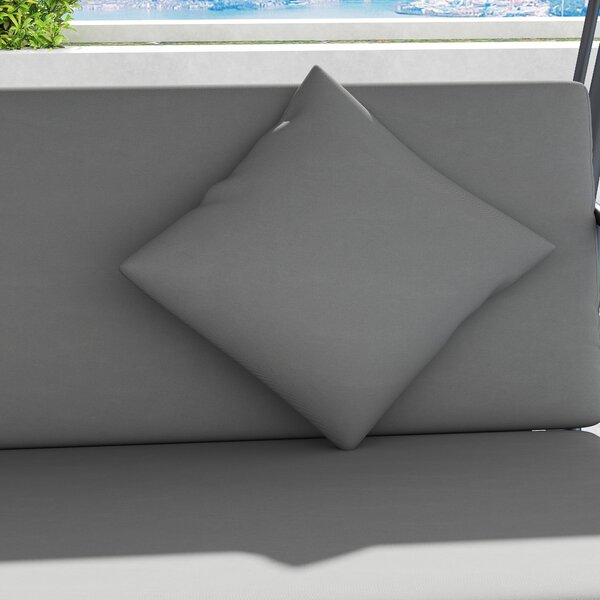 Outsunny Outdoor 2-in-1 Swing Chair Lounger 3 Seater Garden Swing Seat Bed Convertible Tilt Canopy W/ Cushion, Light Grey