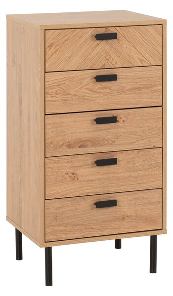 Barker 5 Drawer Narrow Chest, Oak Effect