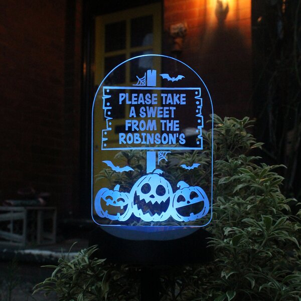 Personalised Pumpkin Sign Outdoor Solar Light