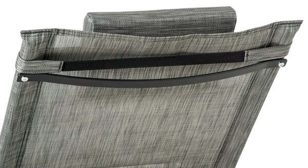 Outsunny 2Pcs Garden Rocking Chair, Patio Sun Lounger Rocker Chair w/ Breathable Mesh Fabric, Removable Headrest Pillow, Side Storage Bag, Dark Grey