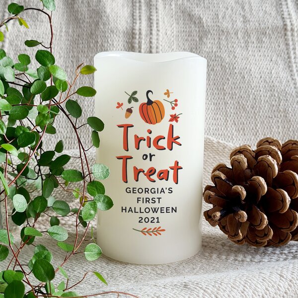 Personalised Trick or Treat Pumpkin LED Candle