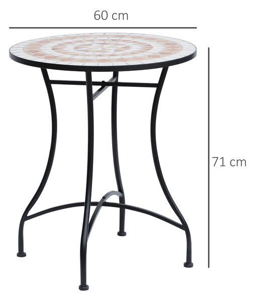 Outsunny 60cm Mosaic Round Bistro Table Side Bar Table Patio Garden Table Outdoor Balcony Furniture