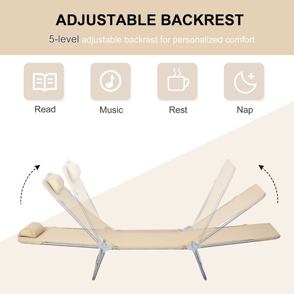 Outsunny Set of Two Steel Frame Sun Loungers, with Reclining Backs - Brown Aosom UK
