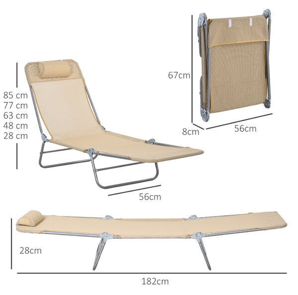 Outsunny Set of Two Steel Frame Sun Loungers, with Reclining Backs - Brown Aosom UK