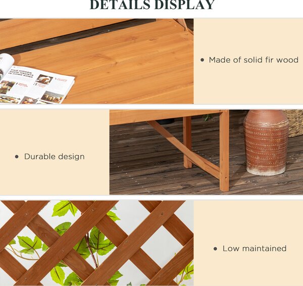 Outsunny Patio Garden Bench, Natural Wooden Garden Arbour with Seat for Vines/Climbing Plants, Natural