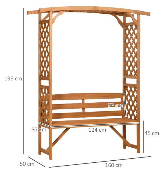 Outsunny Patio Garden Bench, Natural Wooden Garden Arbour with Seat for Vines/Climbing Plants, Natural