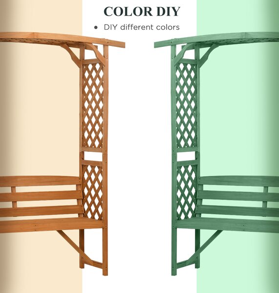 Outsunny Patio Garden Bench, Natural Wooden Garden Arbour with Seat for Vines/Climbing Plants, Natural