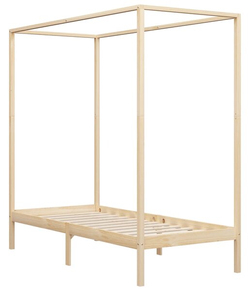 Canopy Bed Frame without Mattress Solid Wood 100x200 cm