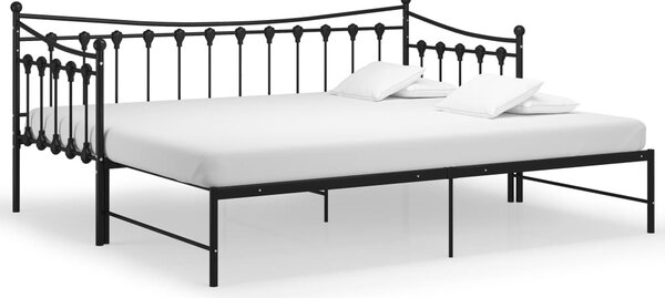 Pull-out Sofa Bed Frame without Mattress Black Metal 90x200 cm