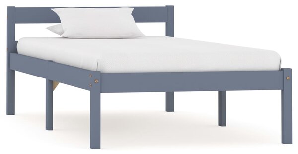 Bed Frame without Mattress Grey Solid Pine Wood 90x200 cm