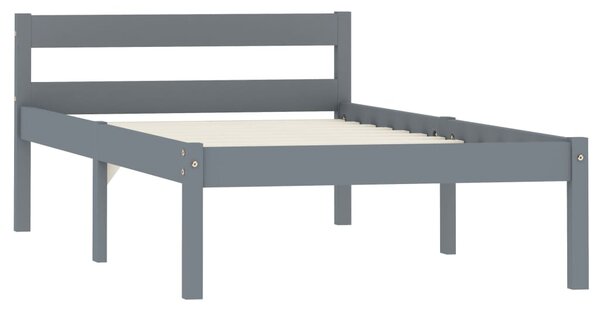 Bed Frame without Mattress Grey Solid Pine Wood 90x200 cm