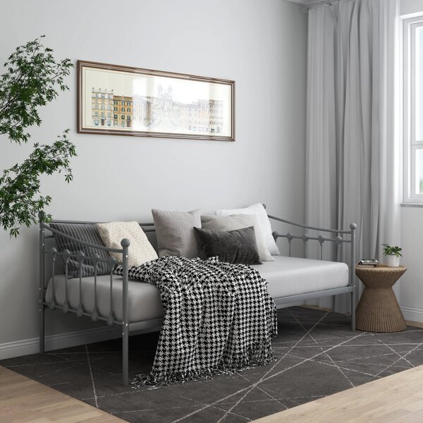 Sofa Bed Frame without Mattress Grey Metal 90x200 cm