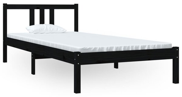 Bed Frame without Mattress Black Solid Wood 90x200 cm