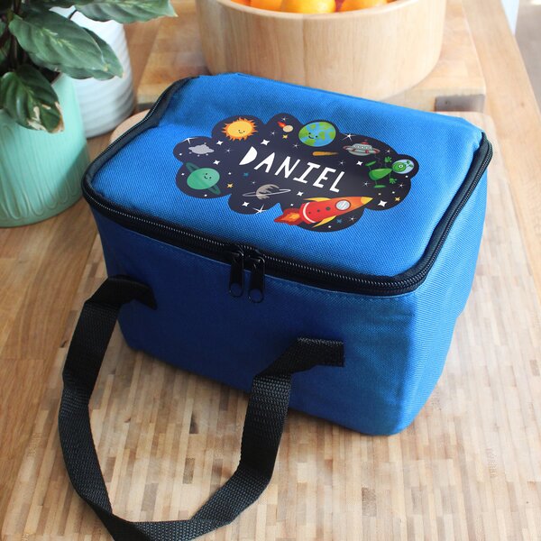 Personalised Space Blue Lunch Bag