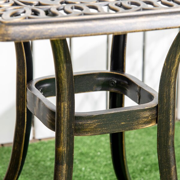 Outsunny Patio Side Table, Cast Aluminium, 38mm Umbrella Hole, 54x54cm, Outdoor Coffee Table, Bronze Aosom UK