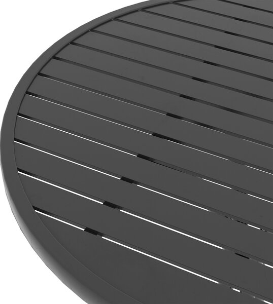 Outsunny Garden Side Table: 66cm Round Patio Accent with Metal Frame & Slatted Top, Jet Black Aosom UK