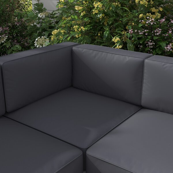 Outsunny Five-Piece Aluminium Garden Sofa Set, with Glass-Top Table - Grey Aosom UK
