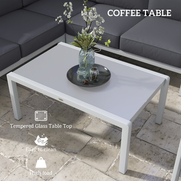 Outsunny Five-Piece Aluminium Garden Sofa Set, with Glass-Top Table - Grey Aosom UK