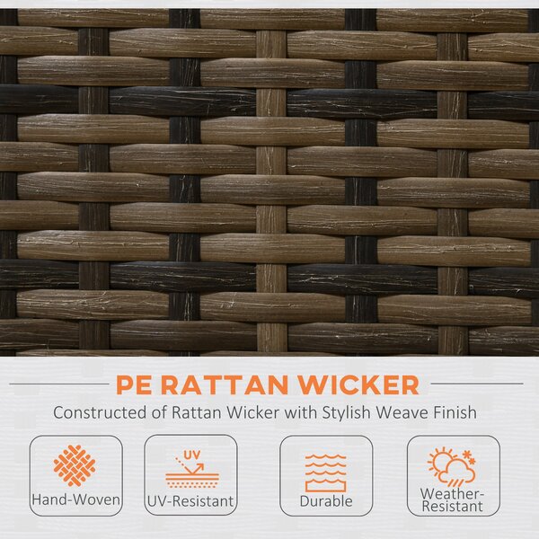 Outsunny 4pc Patio Furniture Set, Rattan Wicker Outdoor Corner Sofa Set with Love Seat, Table, Cushions, Orange Aosom UK