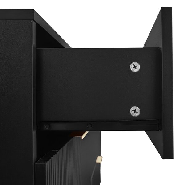 6-Drawer Sideboard with Wave-Textured Front, Metal Handles, Minimalist Buffet Storage for Living Room, 120x40x77 cm, Black/Gold Aosom UK