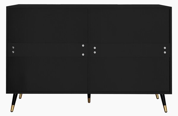6-Drawer Sideboard with Wave-Textured Front, Metal Handles, Minimalist Buffet Storage for Living Room, 120x40x77 cm, Black/Gold Aosom UK