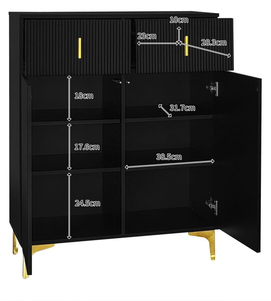 Modern Wardrobe and Drawers Set with Shoe Bench and Cushion, Multiple Compartments, Wavy Texture, Elegant Shoe Cabinet for Entryway, Black Aosom UK