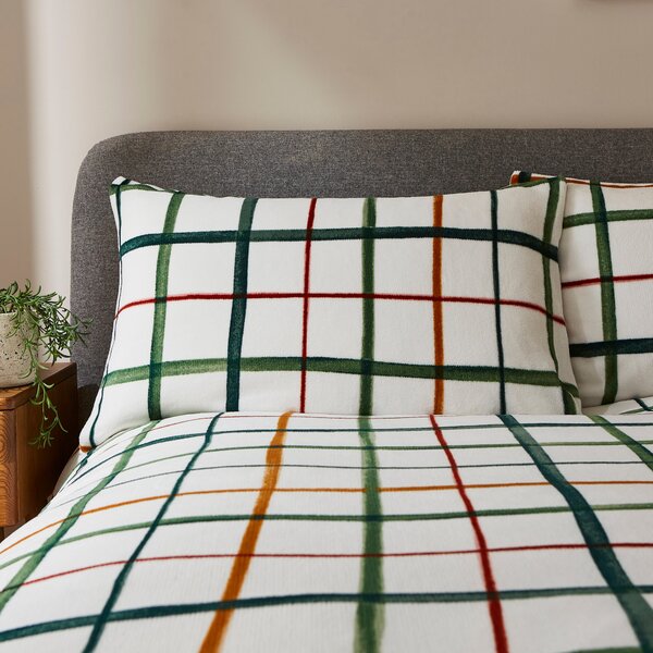 Woodland Check Fleece Duvet Cover and Pillowcase Set