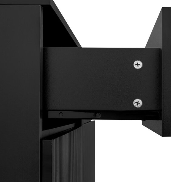 Modern Shoe Cabinet Sideboard with Adjustable Shelves, Gold Details, Push-to-Open Doors, Slim Hallway Storage, 83x35x101 cm, Black Aosom UK