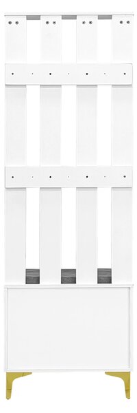 Elegant Wardrobe Set with Shoe Bench and Cushion, Adjustable Shelves, Closet Set Perfect for Entryway, 60.5L x 35W x 60.5H cm, White Aosom UK