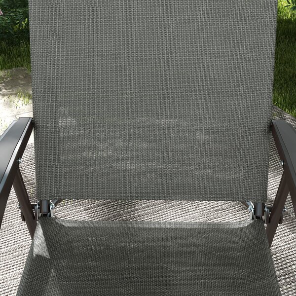 Outsunny 2 Pieces Folding Patio Camping Chairs Set, Sports Chairs for Adults with Armrest, Mesh Fabric Seat for Lawn Aosom UK