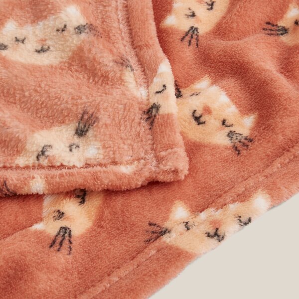 Kitty the Cat Printed Fleece Throw Blanket 130cm x 170cm