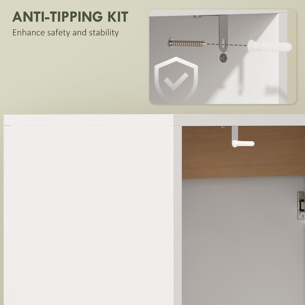 HOMCOM Under Sink Bathroom Cabinet, Bathroom Storage Cabinet with Soft-Close Doors, for Basin without Pedestal, White