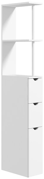 Kleankin Slim Bathroom Storage Cabinet with Drawers, Tall Bathroom Cupboard with 2-Tier Shelf, White