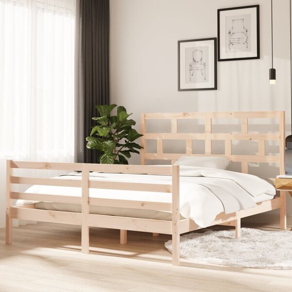 Bed Frame Solid Wood Pine 160x200 cm 5FT King Size