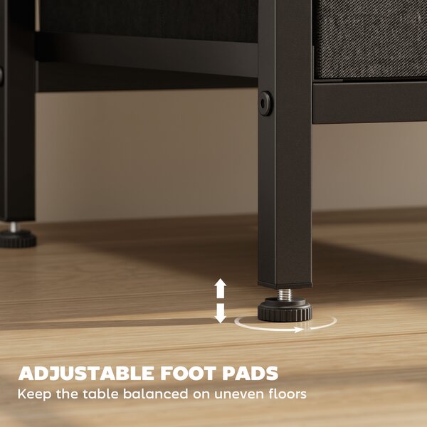 HOMCOM Bedside Table with Charging Station - Black