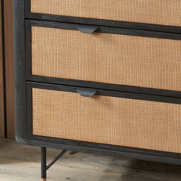 Fiji 4 Drawer Chest, Acacia Wood and Rattan