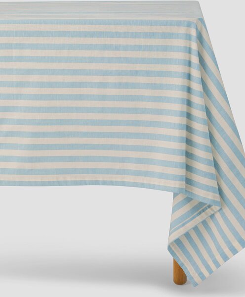Coastal Blue Pembroke Stripe Linen Blend Tablecloth | Round | Piglet in Bed