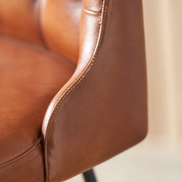 Camillo Diamond Back Bar Stool, Leather