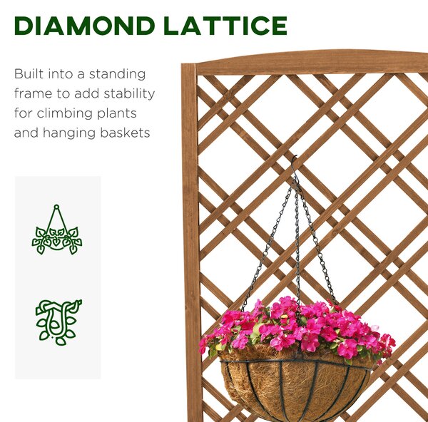 Outsunny Garden Planter with Trellis, Wooden Raised Bed for Garden with Lattice Trellis for Vegetables, Herbs and Flowers, Brown