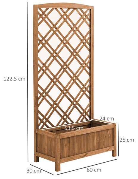 Outsunny Garden Planter with Trellis, Wooden Raised Bed for Garden with Lattice Trellis for Vegetables, Herbs and Flowers, Brown