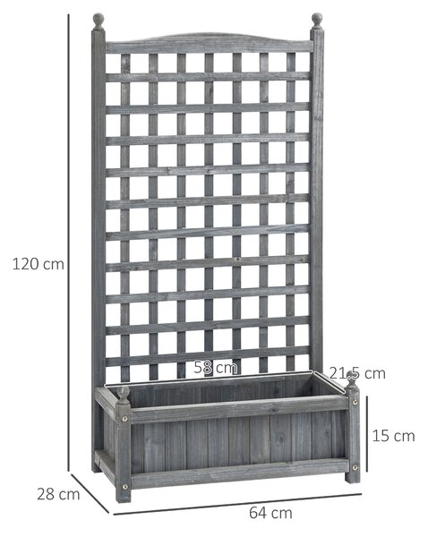 Outsunny Garden Planters with Trellis for Climbing Vines, Wood Raised Beds for Garden, Flower Pot, Indoor Outdoor, Grey